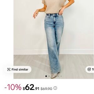 Judy Blue Double Button Waistband Wide Leg Jeans